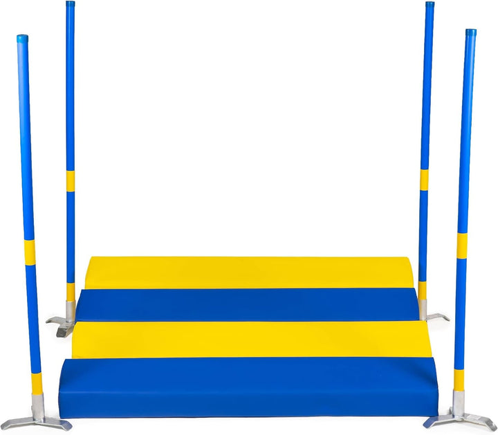 Callieway® Agility Soft-Weitsprung "SOSPIRI" - FCI konform (gelb/blau) inkl. 4 Ecksteher (blau) Gelb