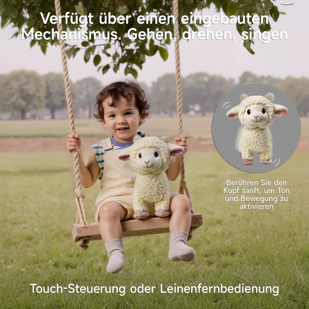 Laufen Schaf Kuscheltier Lamm Plüschtier mit Fernbedienung Leine, Elektronisch Interaktiv Schaf Stof