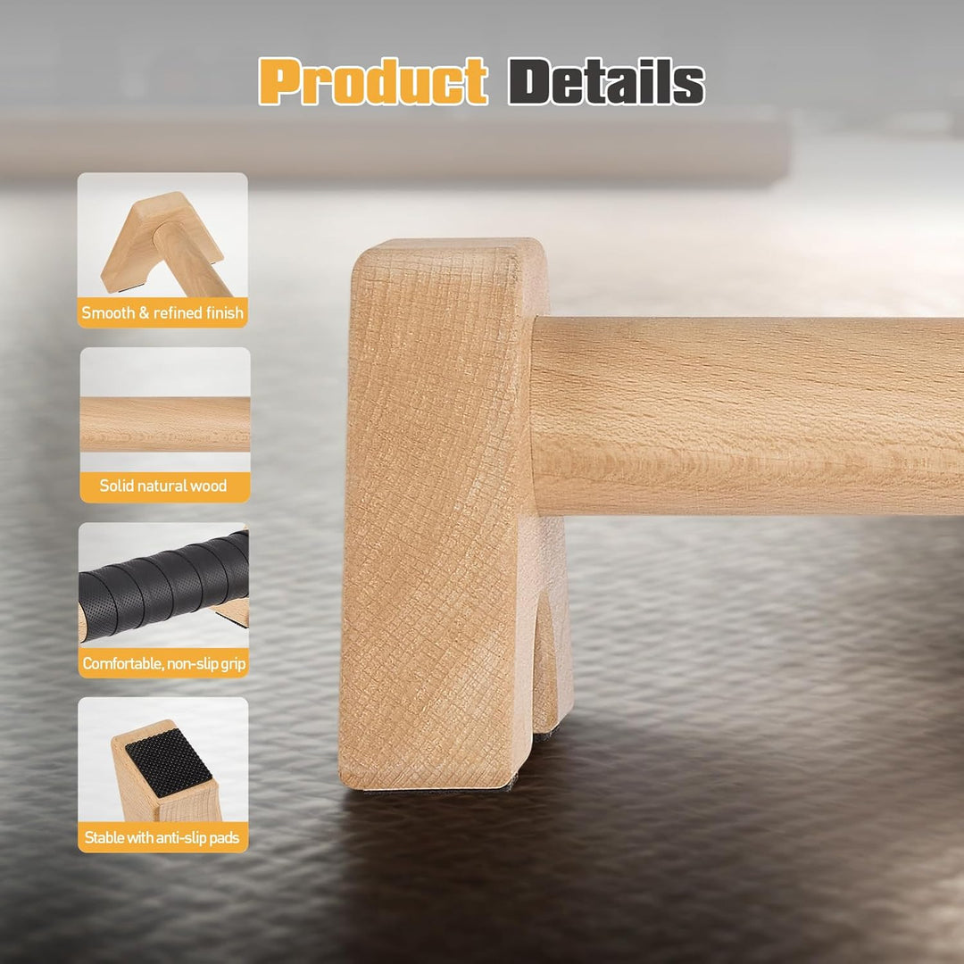 Liegestützgriffe aus Holz,2 Push Up Bars & 4 Handgelenkbandagen,Parallettes Rutschfeste Paralletes f