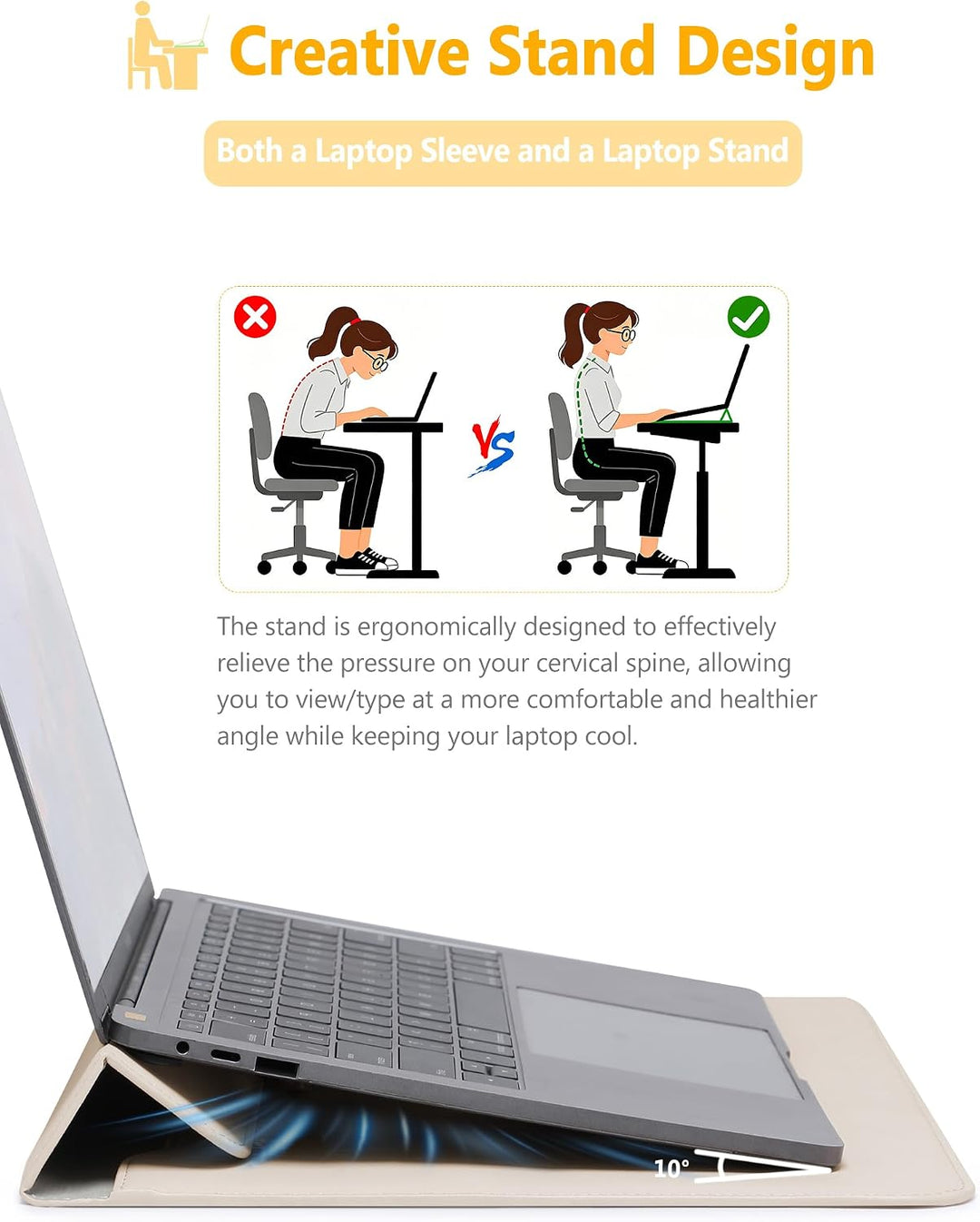 HYZUO 13 Zoll Laptop Hülle Tasche mit Ständer für MacBook Air 13 M5 A3449 M4 M3 M2 M1 2026-2018, Mac