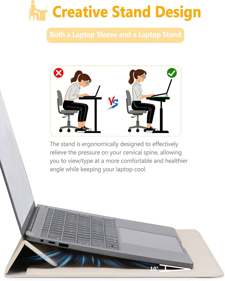 HYZUO 13 Zoll Laptop Hülle Tasche mit Ständer für MacBook Air 13 M5 A3449 M4 M3 M2 M1 2026-2018, Mac