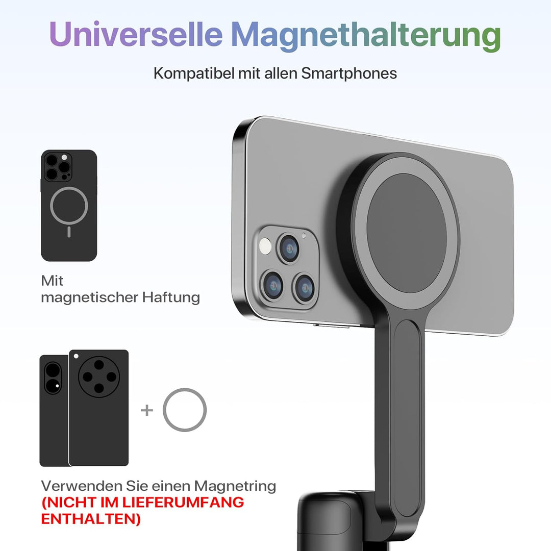 Moman Handy Stativ, Automatisch Aufstellbares Doppelseitiges Magnetisches Selfie Stick mit Fernbedie