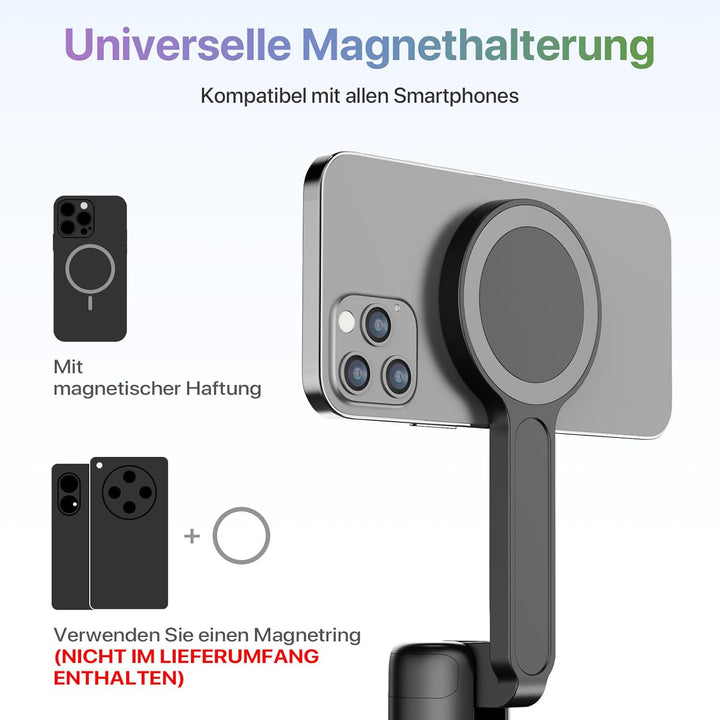 Moman Handy Stativ, Automatisch Aufstellbares Doppelseitiges Magnetisches Selfie Stick mit Fernbedie