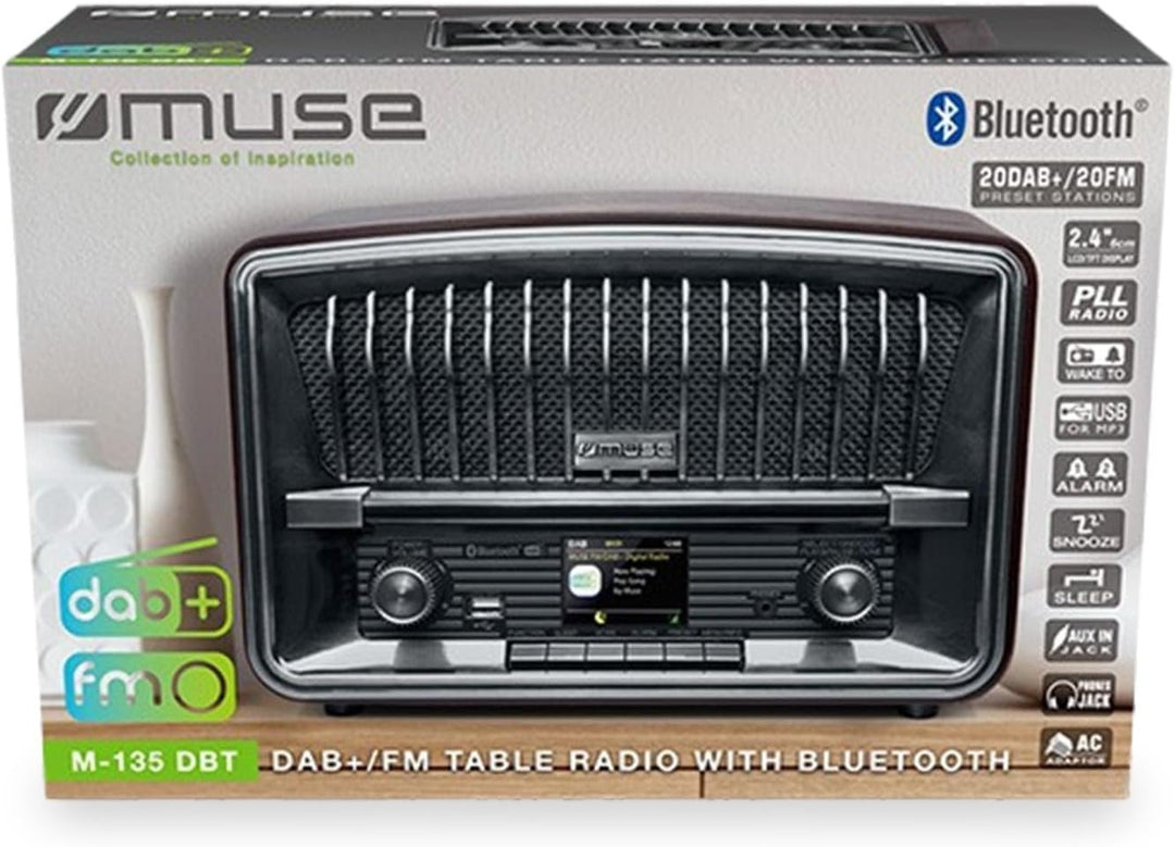 Muse Digitalradio, DAB+ FM, Radiowecker, Dual-Alarm, (M-135 DBT) LCD-Display, 2 x 5 Watt, Schlummerf