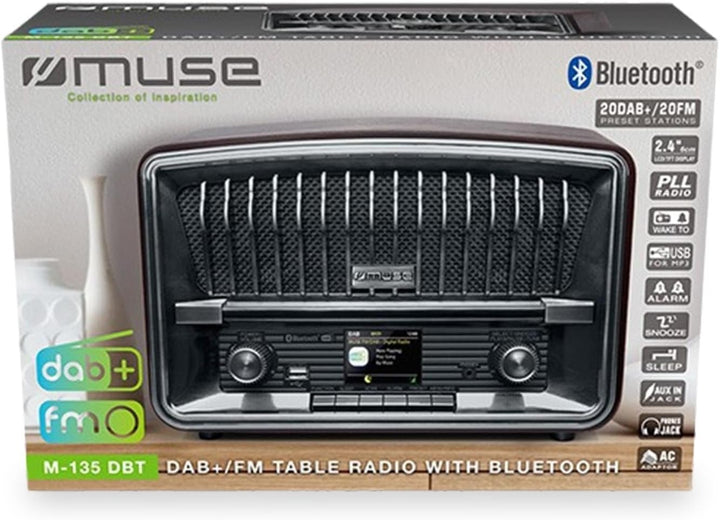 Muse Digitalradio, DAB+ FM, Radiowecker, Dual-Alarm, (M-135 DBT) LCD-Display, 2 x 5 Watt, Schlummerf