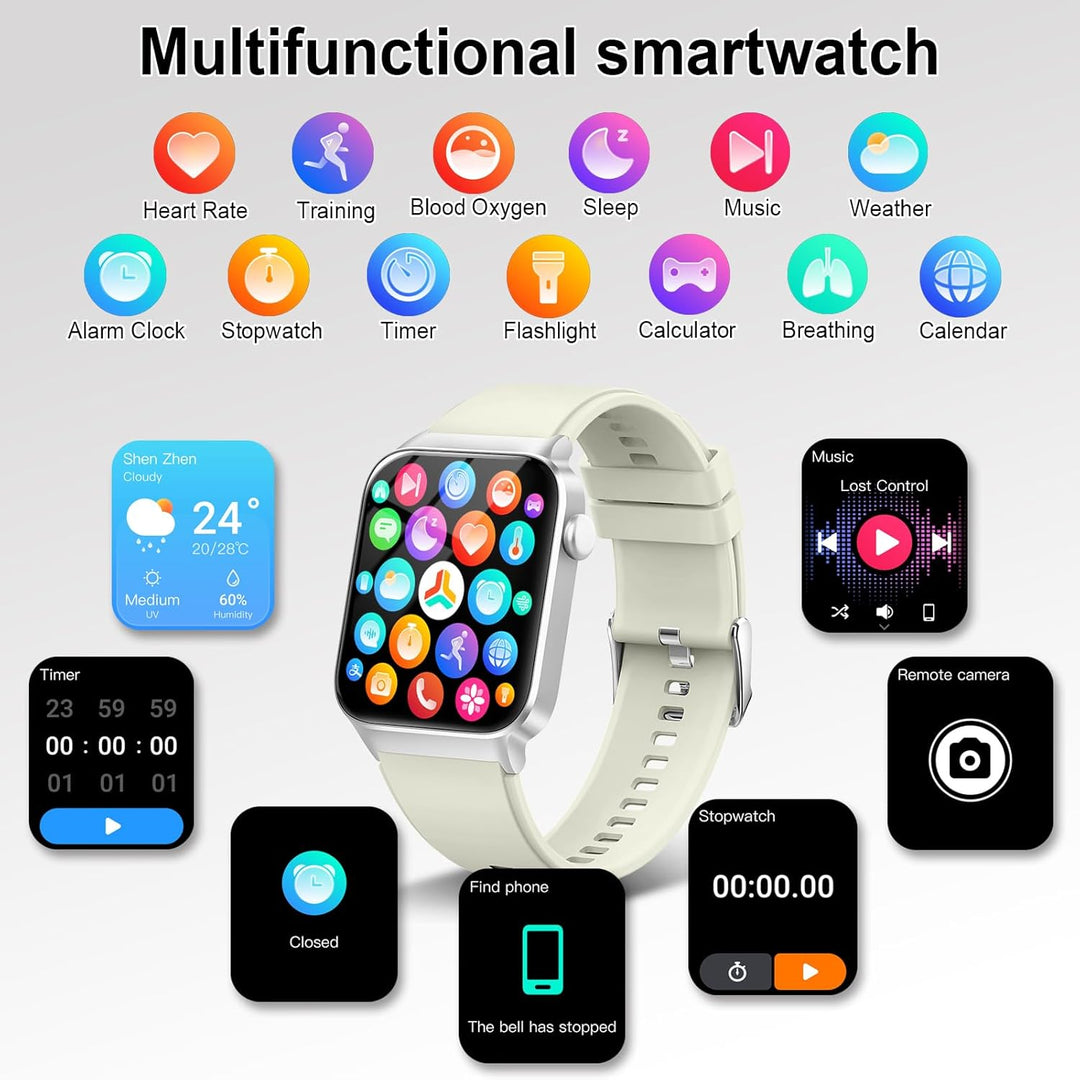 Donerton Smartwatch Herren Damen mit Telefonfunktion/Message Reminder, 1,85" Smart Watch, 112+Sportm