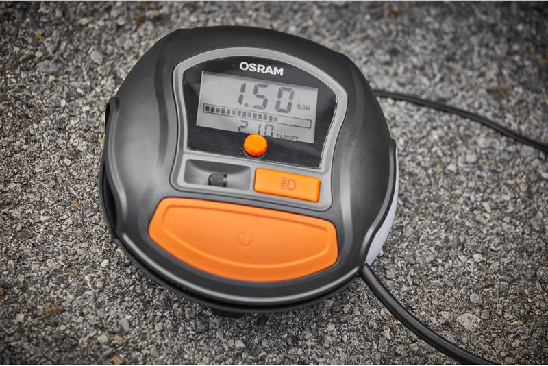 OSRAM TYREinflate 1000, Digitales Reifenfüllgerät mit Auto-Stopp und LED Licht, tragbarer 12V Kompre