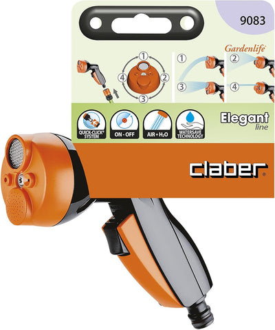 Claber 9083 Gun Multifunktional Elegant, schwarz/orange/grau Einzeln, Einzeln