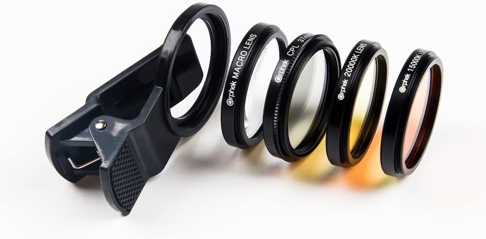 Orphek Objektiv – Kit für Smartphones – 4 enthalten: Makro, CPL 37mm polarisiert, 15.000K Orange, 20
