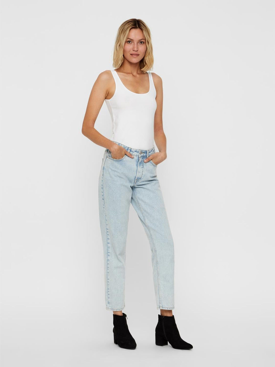 VERO MODA Damen VMMAXI My Soft Long Tank TOP GA 4 10265024 S 4er Pack (2x Schwarz, 2x Bright White),