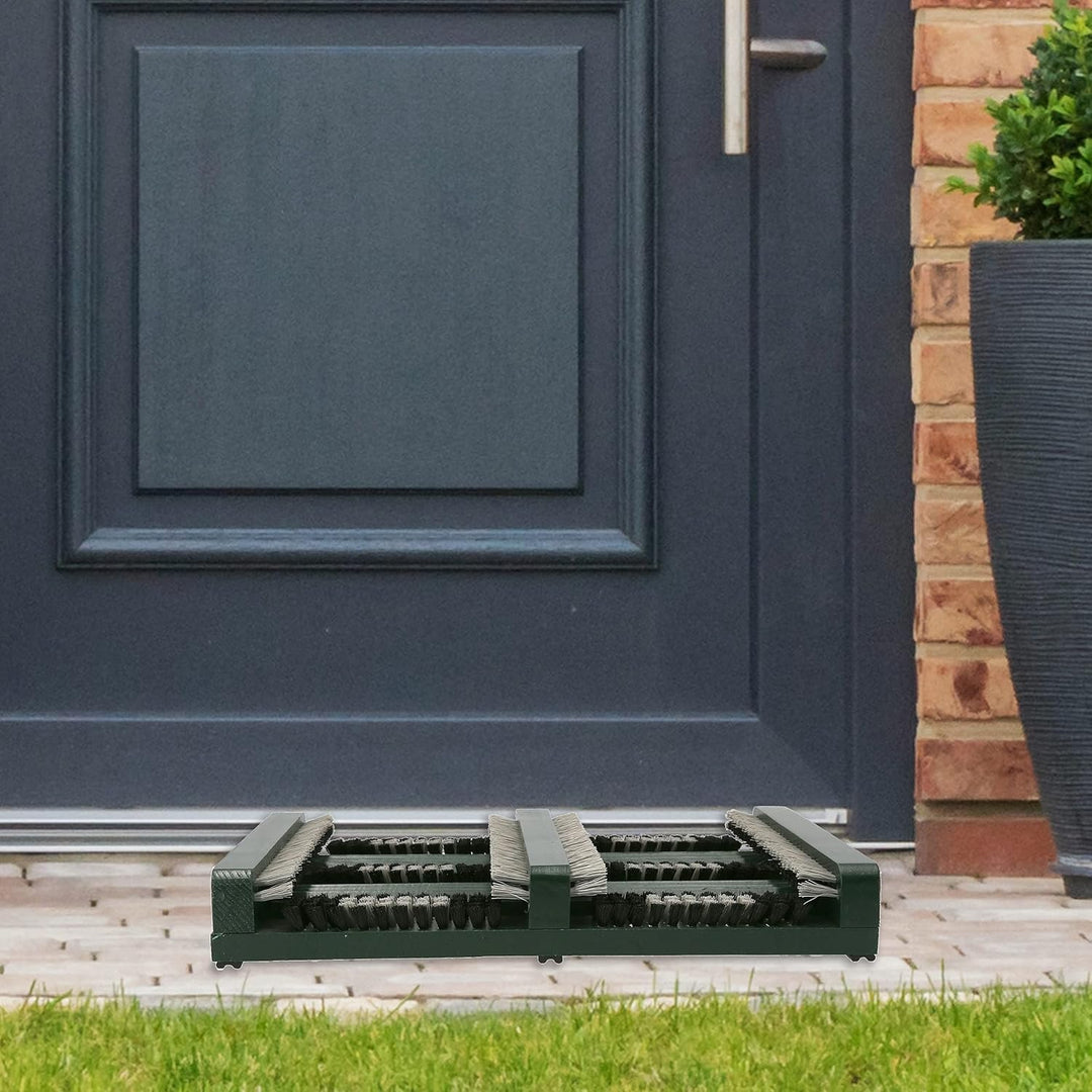 Lantelme Schuhabstreifer Holz für Innen Aussen 36x27cm | Schuhabtreter rutschfest mit Kunstborsten f