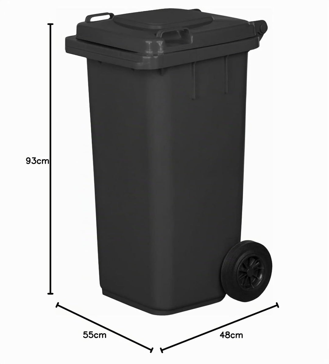 AGROHIT Mülltonne mit 120 Liter Volumen, Abfalltonne mit 2 Leichtgängigen Rädern und Deckel, 2-Rad-M