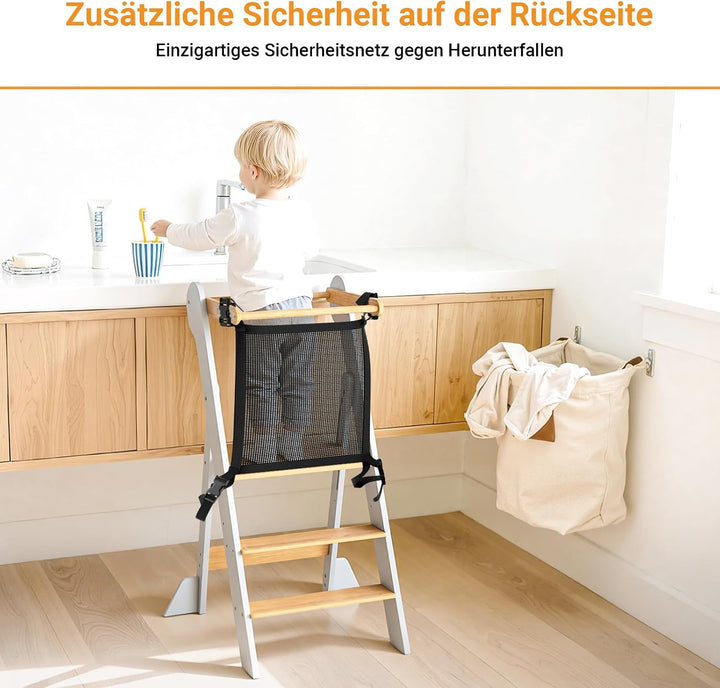 COSYLAND Montessori Lernturm ab 1 Jahr klappbar – Höhenverstellbarer Kinder Lernturm | Faltbarer Mon