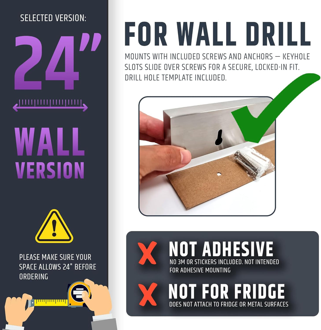 Premium 61cm Magnetleiste Messer für Wand (Grosse Grösse) - Extra Starker Messerhalter Magnetisch -