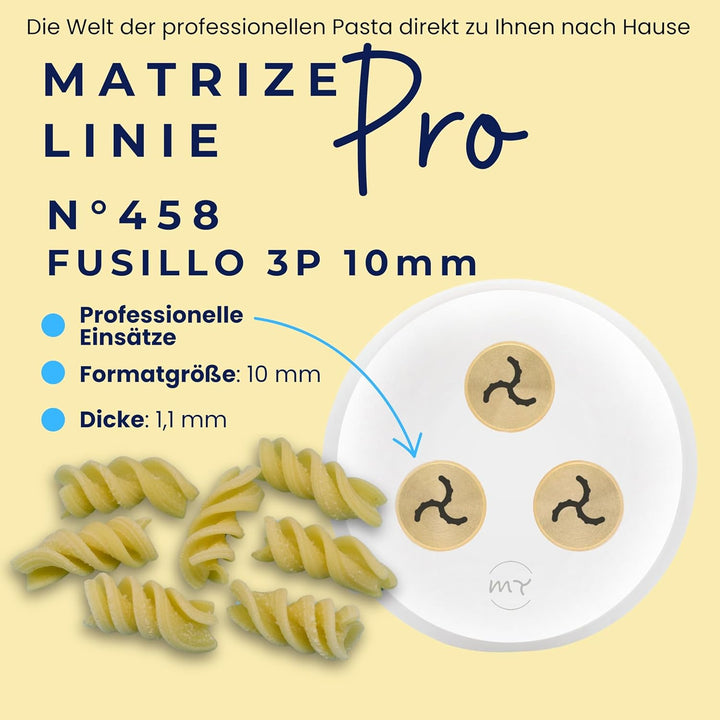 My Trafile – Matrize Linie Pro N°458 Fusillo 3P 10mm aus POM mit professionellen Einsätzen, kompatib