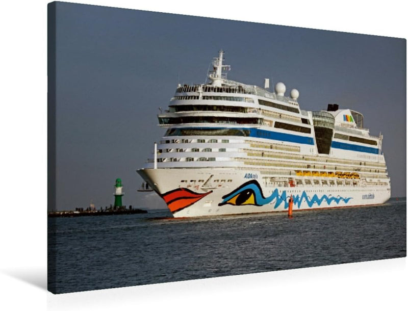 Premium Textil-Leinwand 75 x 50 cm Quer-Format Aida Stella in der Hafeneinfahrt Warnemünde | Wandbil