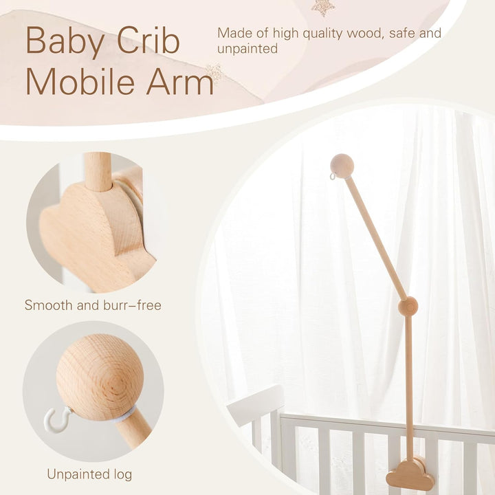 Baby Mobile Halterung Holz Wolken Design für Babybett,Kinderzimmer Wickeltisch Laufstall DIY Baby Mo