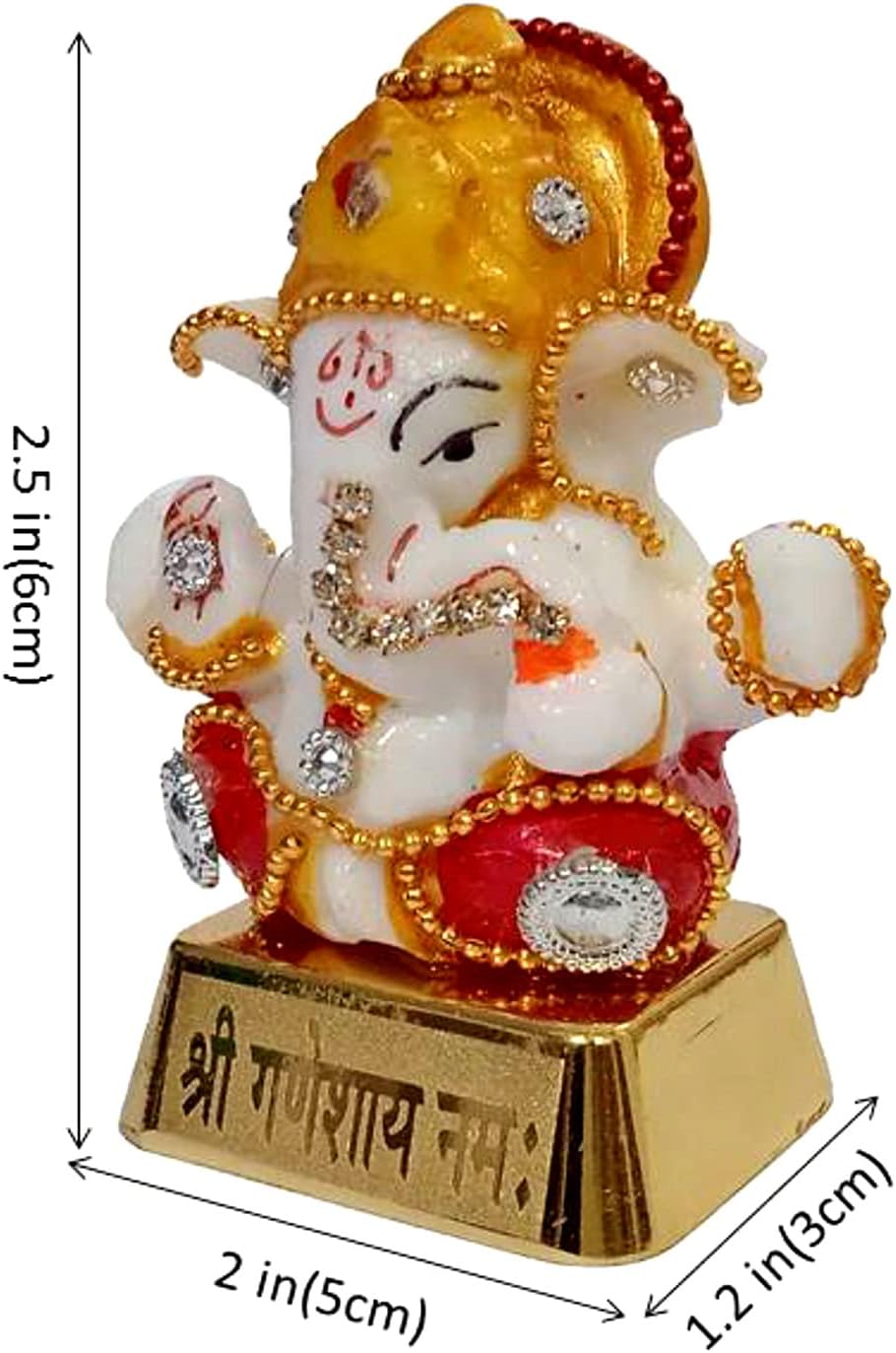 Purpledip Idol Pagdi Ganesha 12455 Statue mit Glitzersteinen