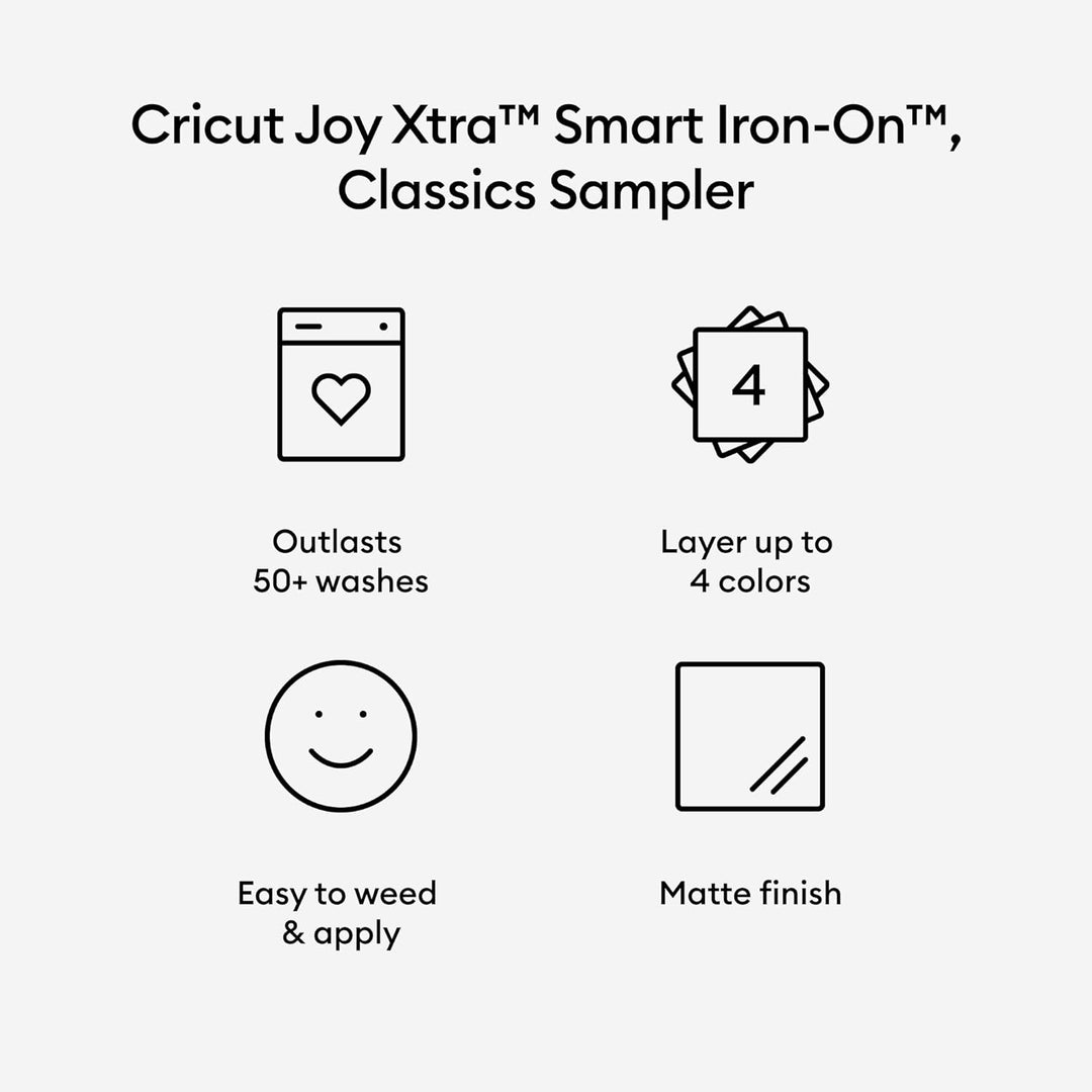 Cricut Joy Xtra Smart Iron-On Musterset Klassische Farben (3 Stk.) 3 piece Klassiker: Schwarz, Gold,