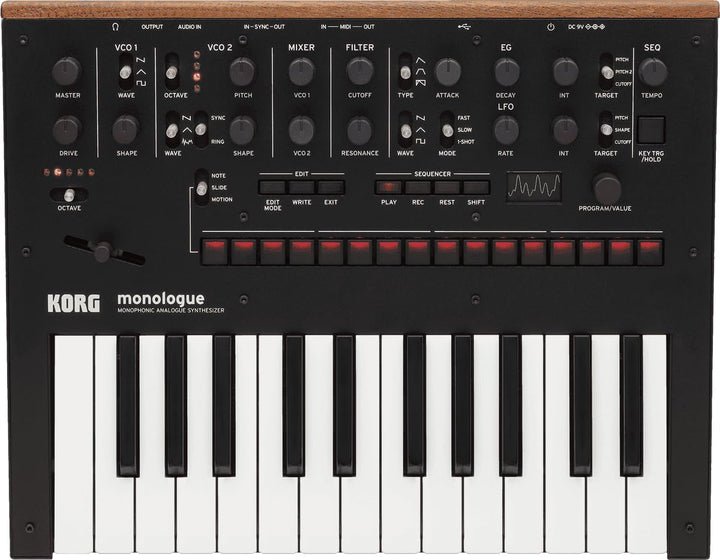 Korg - Monologue Monophonic Analogue Synthesiser - Black Schwarz, Schwarz