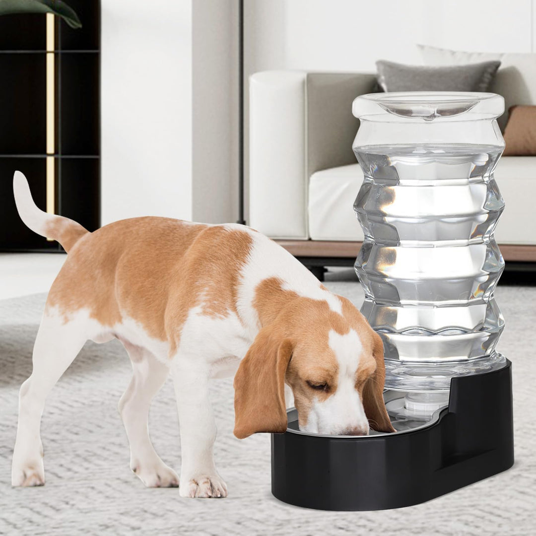 Sfozstra Lagre Schwerkraftspender für Hunde - 8L Schwarz Automatischer Edelstahl Wassernapf Waterer
