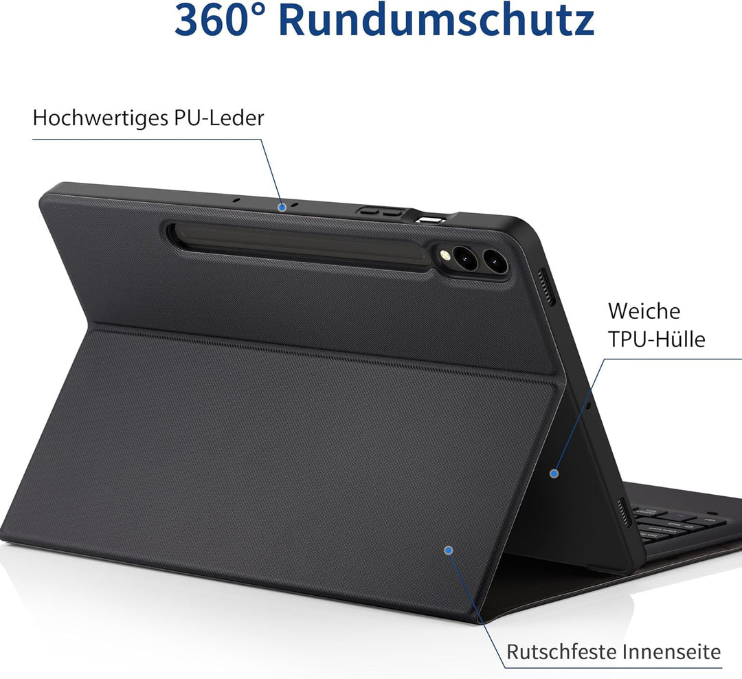 EasyAcc Tastatur Hülle Kompatibel mit Samsung Galaxy Tab S9 FE+ / S9+ / S9 Plus / S10+ 12.4 Zoll 202