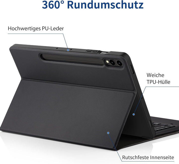 EasyAcc Tastatur Hülle Kompatibel mit Samsung Galaxy Tab S9 FE+ / S9+ / S9 Plus / S10+ 12.4 Zoll 202