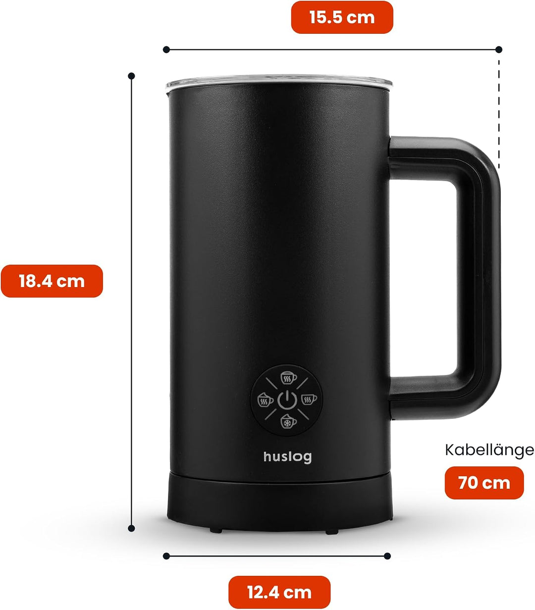 Elektrischer Milchaufschäumer mit Heizung 500W – 4 Modi (Heiss &amp; Kalt), 300 ml Erwärmen / 150 ml Mil