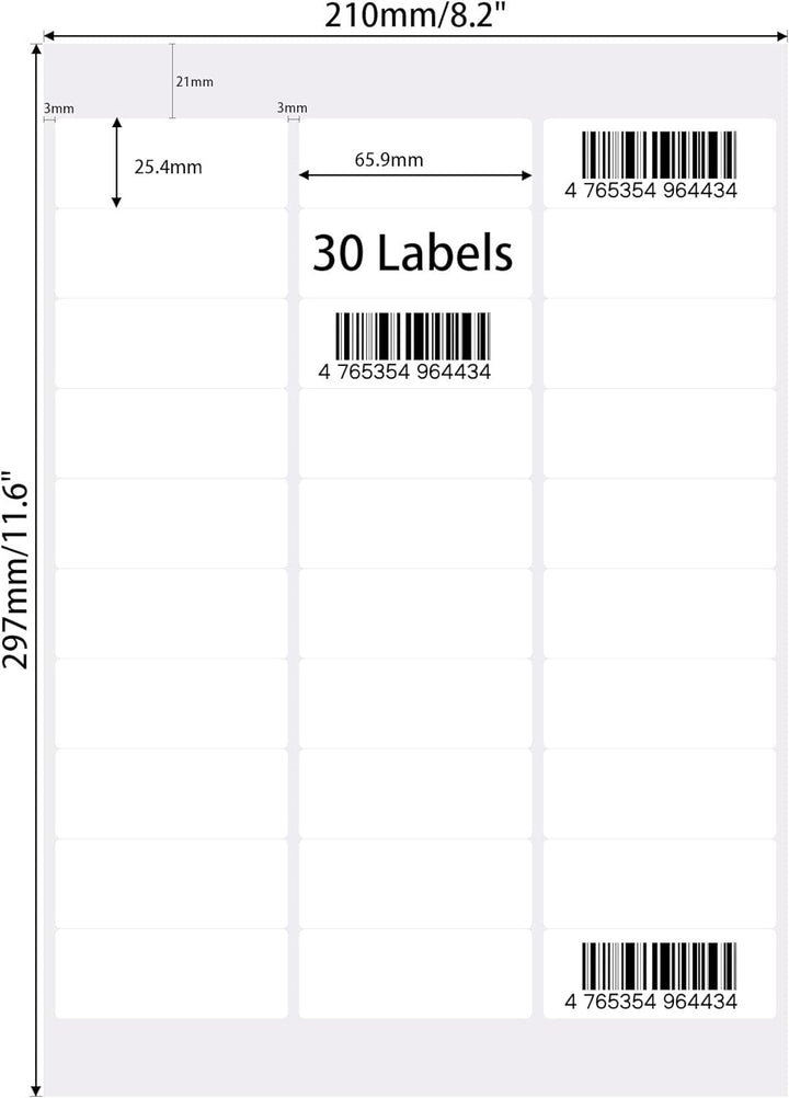 ADHES (1000 Blatt, 25.4mm*65.9mm) Thermodirekt-Etiketten, Druckbar Thermo Etiketten Weiss, Selbstkle