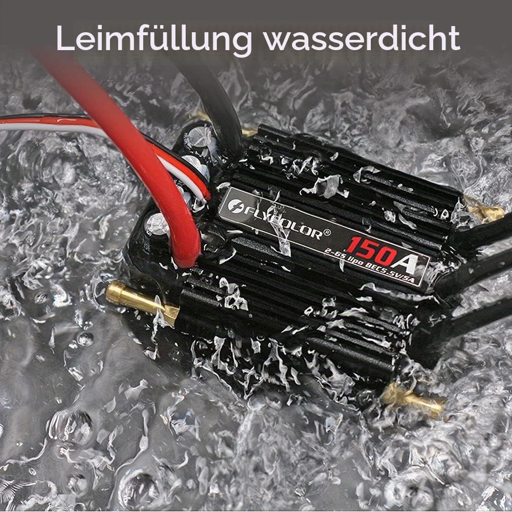 FLYCOLOR 150A ESC 2-6S Waterproof Brushless Elektronischer Geschwindigkeitsregler mit 5.5V/5A BEC un