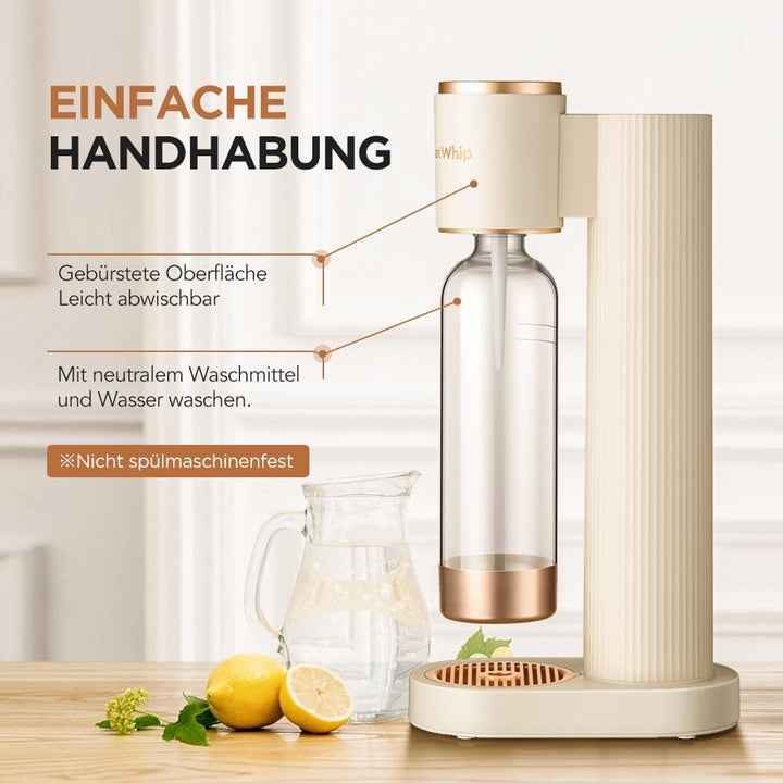 GreatWhip Wassersprudler Set – Soda-Maschine Weiss inkl. 2× 60 L CO2 Schraubzylinder + 1 L BPA-freie
