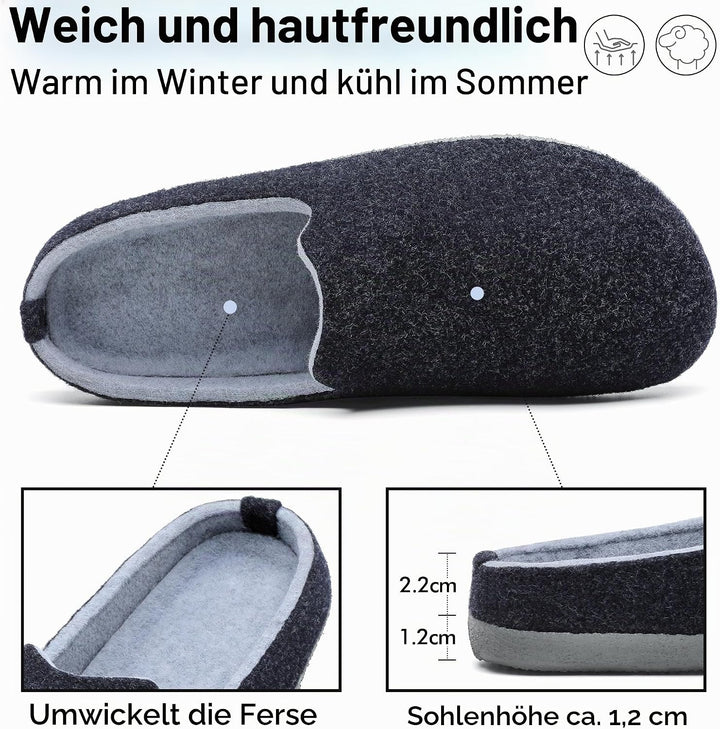 Mishansha Filz Hausschuhe Winter Bequem Filzpantoffeln für Damen Herren Gr.36-48 41 EU Blau, 41 EU B