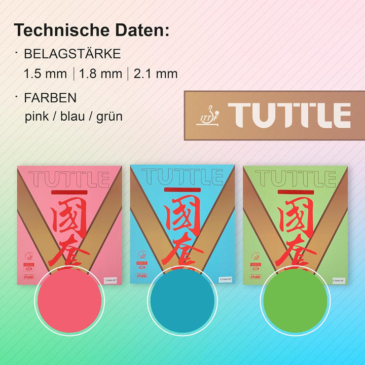 Tuttle Beijing | China Tischtennisbelag | Offensiv | Top Spin | ITTF Zulassung Blau 2.1 mm, Blau 2.1