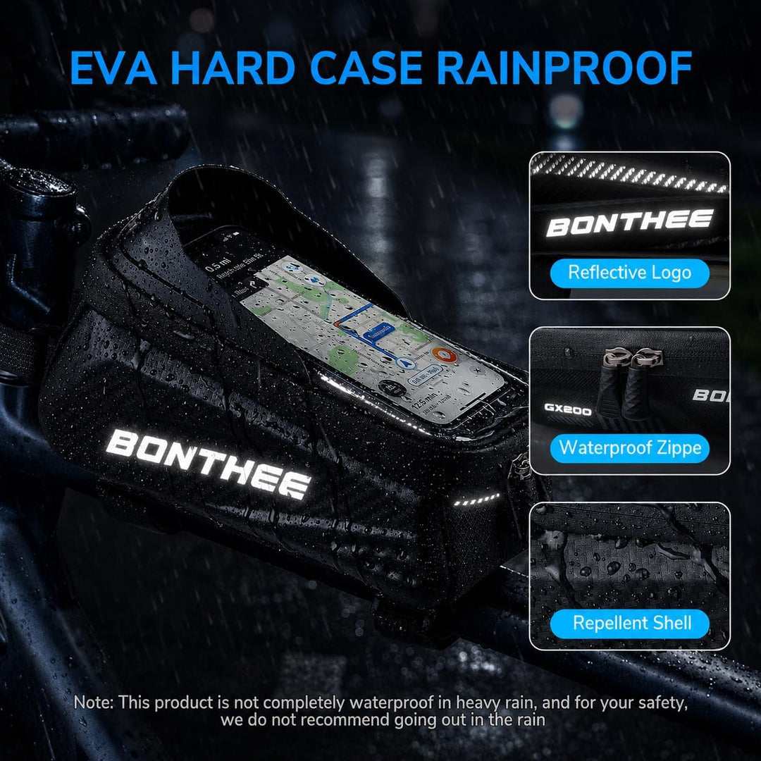 BONTHEE Rahmentasche Fahrrad Handytasche Wasserdicht 1,5L Fahrradtasche mit Handyfach & Sonnenblende