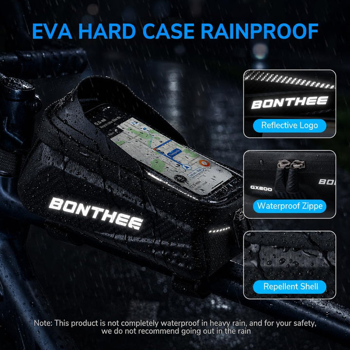 BONTHEE Rahmentasche Fahrrad Handytasche Wasserdicht 1,5L Fahrradtasche mit Handyfach & Sonnenblende