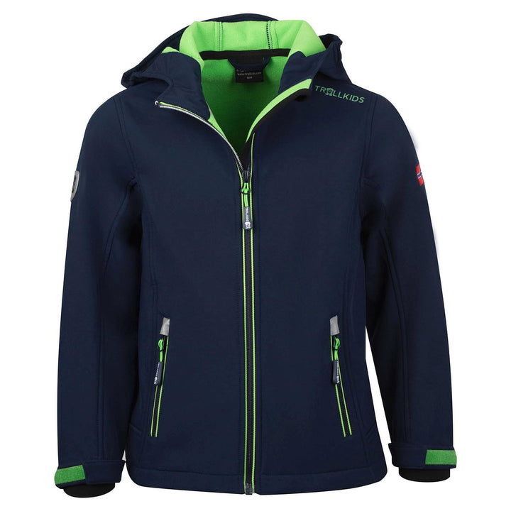 Trollkids Kinder Softshell Jacke Trollfjord 98 Marineblau / Hellgrün, 98 Marineblau / Hellgrün