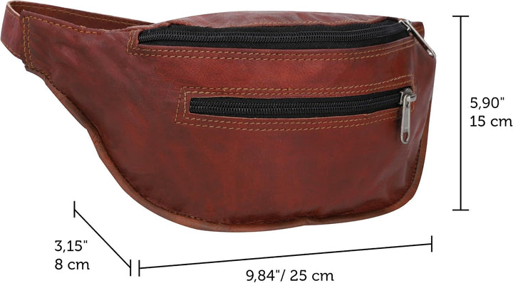Gusti Gürteltasche Leder - Richard Damen und Herren Bauchtasche Hüfttasche Festivaltasche Vintage Br