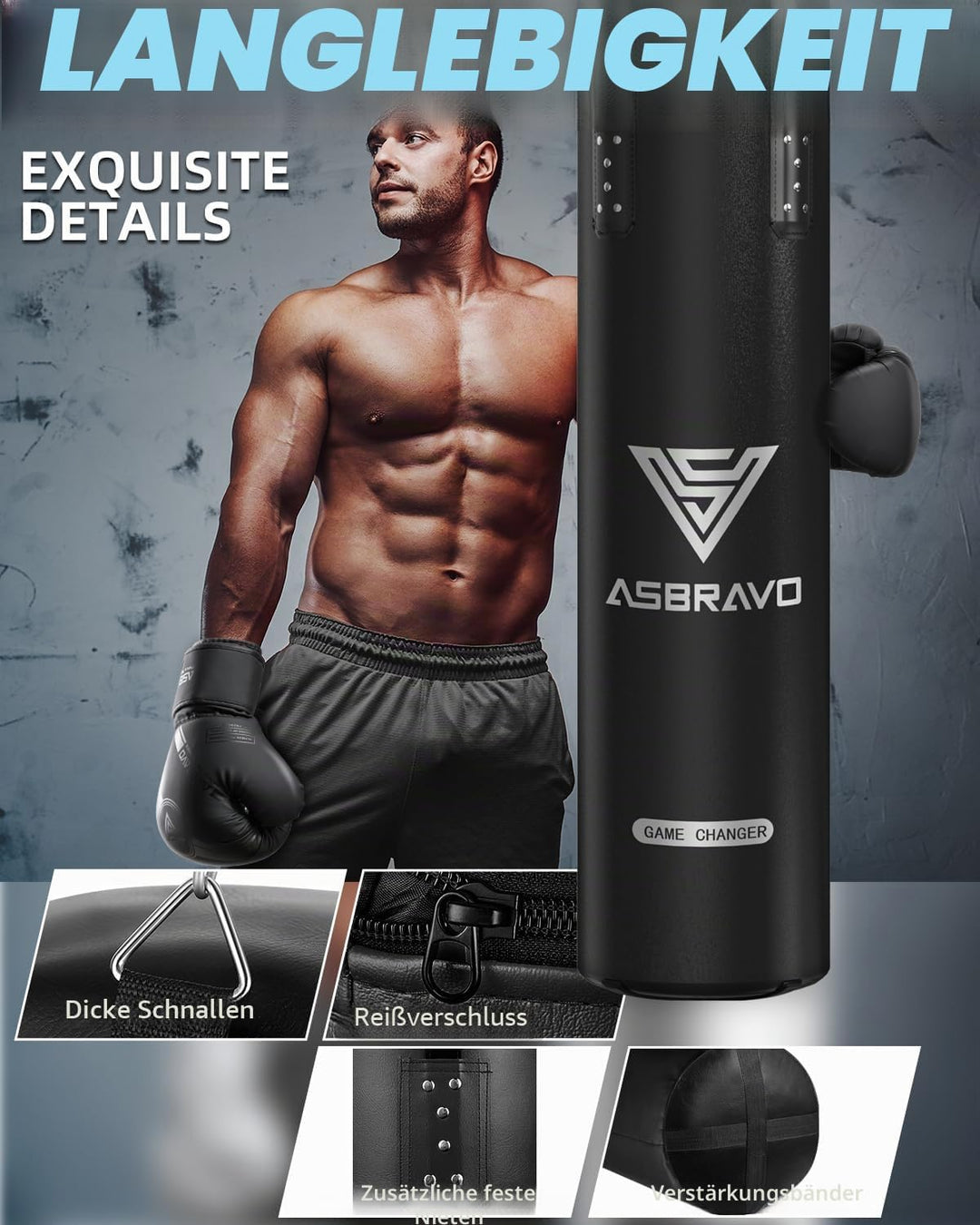 Boxsack für Erwachsene, 4ft PU schweren Boxsack Set 12OZ Handschuhe für MMA Muay Thai Kickboxen Trai