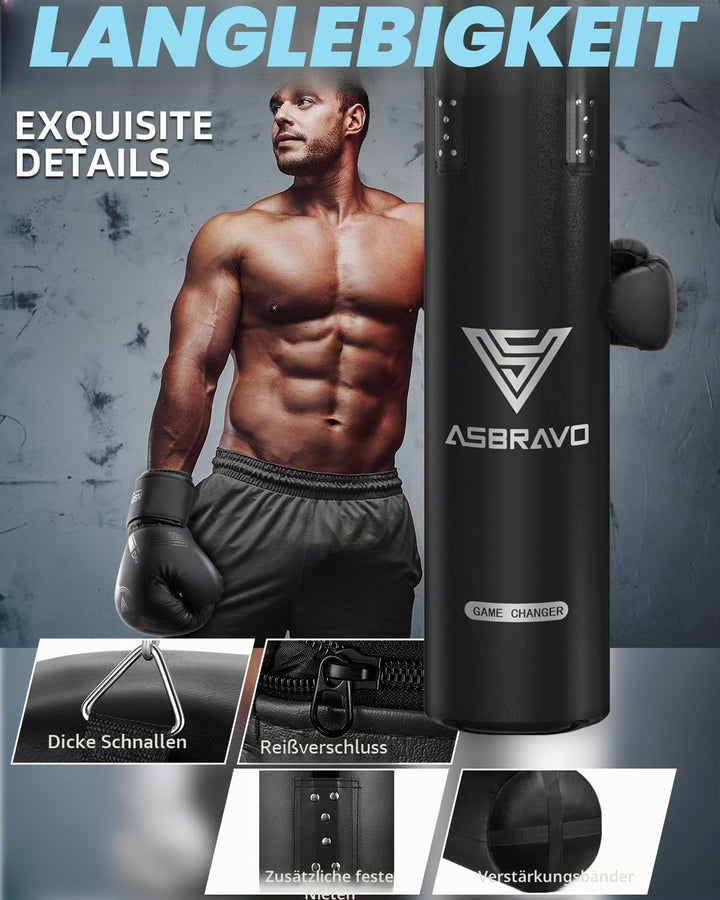 Boxsack für Erwachsene, 4ft PU schweren Boxsack Set 12OZ Handschuhe für MMA Muay Thai Kickboxen Trai