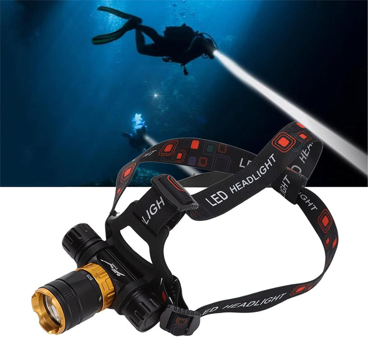 Cryfokt Tauchen Stirnlampe, 5000LM Super Bright Swimming Headlight 100M Diving Waterproof Diver Subm