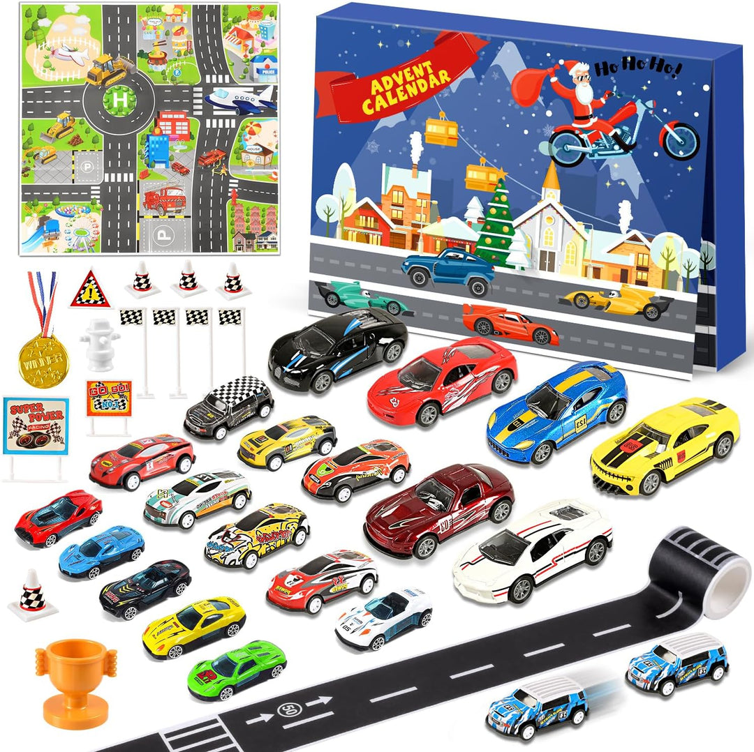 Humairc Auto Adventskalender 2023 Kinder, Adventskalender Rennwagen Jungen 24 Rennwagen Rennautos We