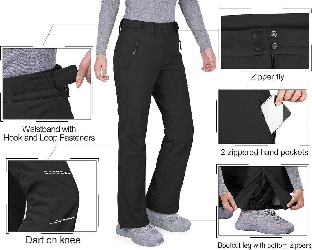 33,000ft Damen Skihose Outdoorhose Wasserdicht Winddichte Softshellhose Warme Gefütterte Trekkinghos