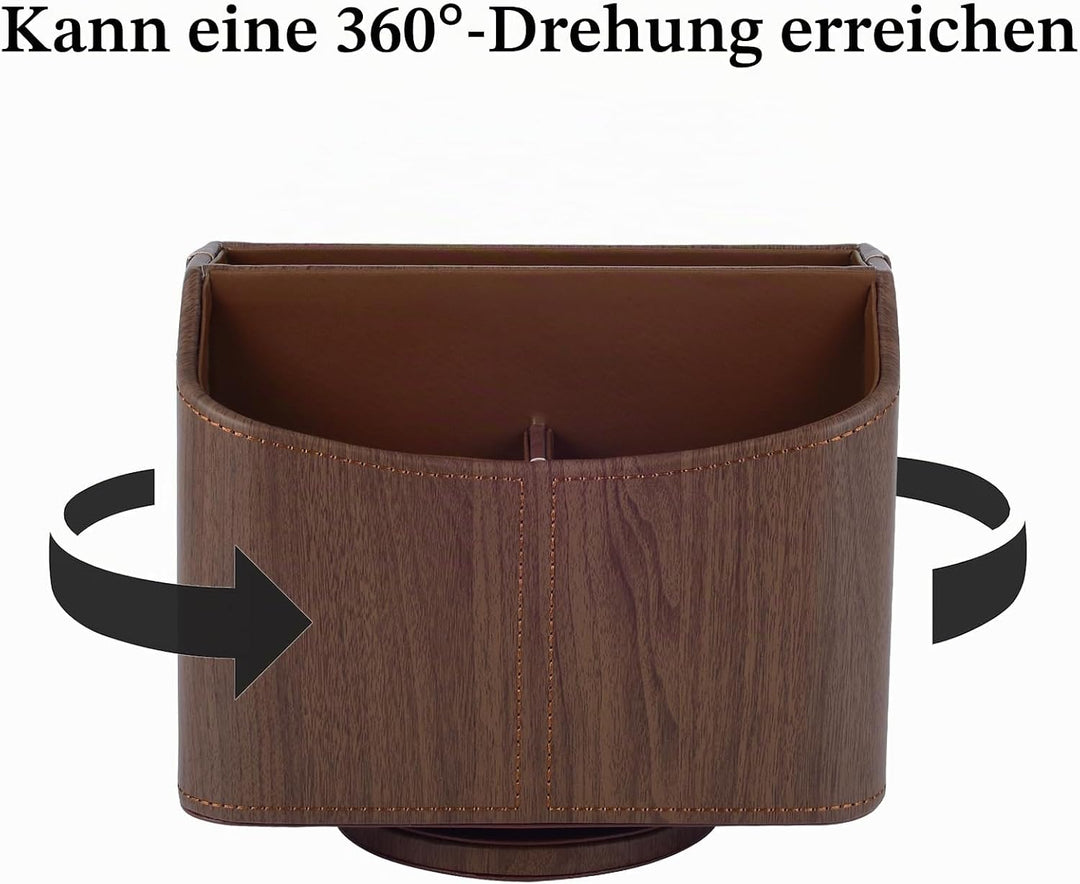 360-drehender Fernbedienungshalter, 5-Teile Nachttisch PU-Leder Multifunktionale Organizer Büro Schr