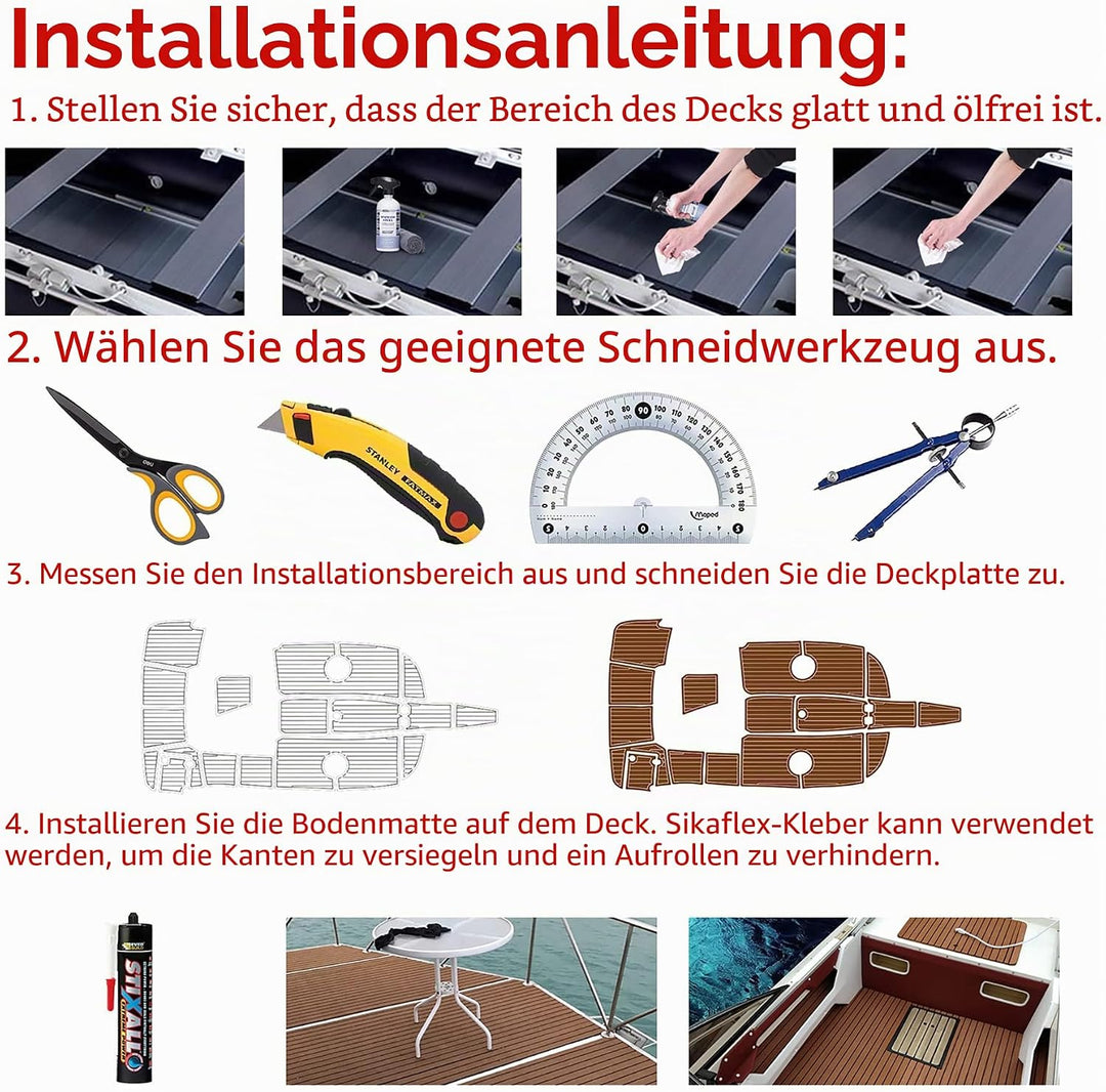 MIJOBS Teak Decking Sheet Eva Teak Selbstklebend rutschfeste Matte Marinedeck für Boote Yacht Marine