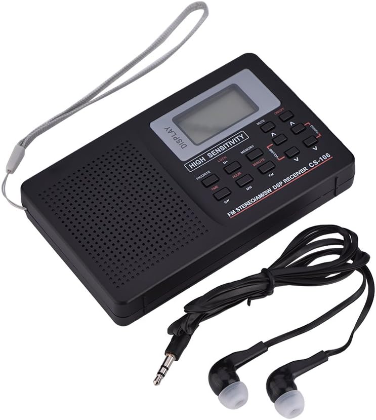 Vollfrequenz-Radioempfänger, UKW/AM/SW/LW/TV Tragbarer Empfangsfunkempfänger mit Uhr und Wecker(10K)