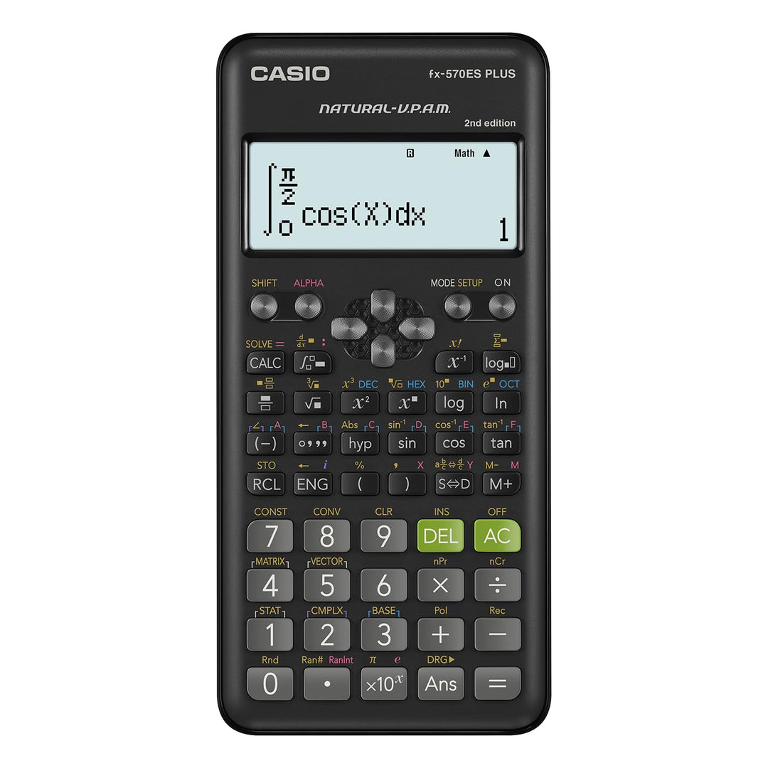 Casio Fx-570Es Plus 2 Wissenschaftlicher Taschenrechner mit 417 Funktionen, Schwarz