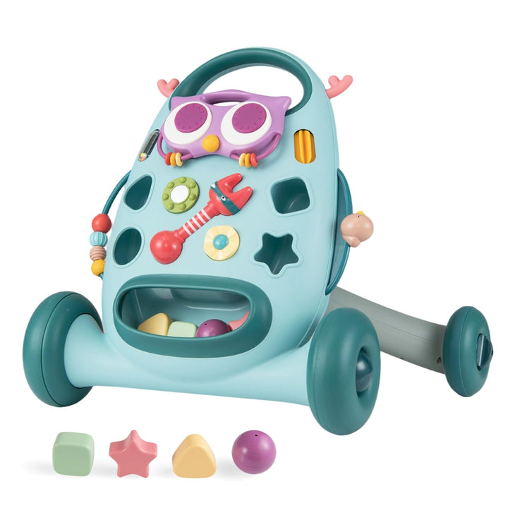 COSTWAY Lauflernwagen Baby, Lauflernhilfe mitovalem Spieler & Formen-Sortierer, Laufhilfe mit Rassel