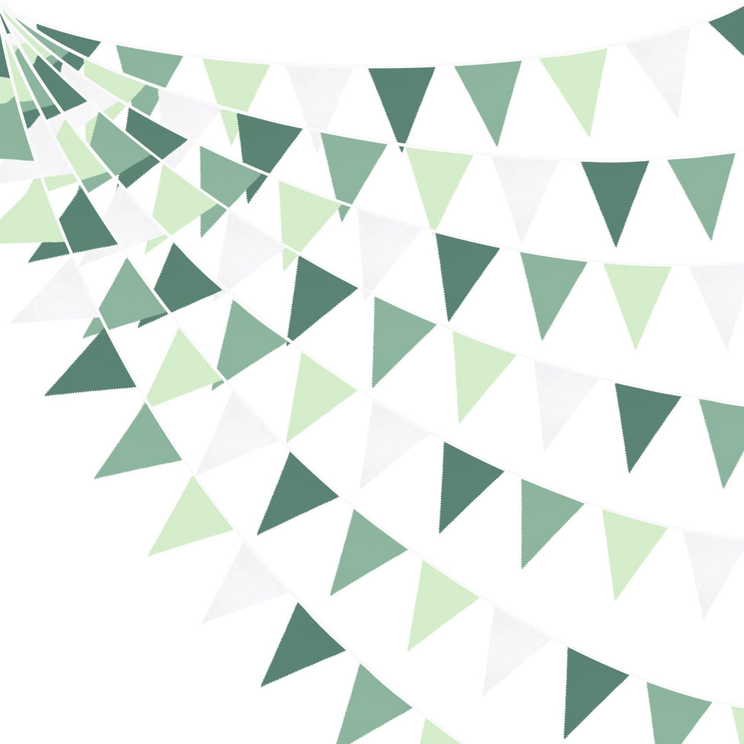 32Ft Salbeigrüne Partydekorationen Avocadogrüne Dreiecksflagge Stoffbanner Wimpelkette Girlande Luft