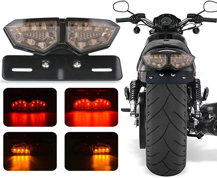 KATUR Universal Motorrad Integriertes Bremslicht RüCklicht Blinker Kennzeichenbeleuchtung (Rauch Lin