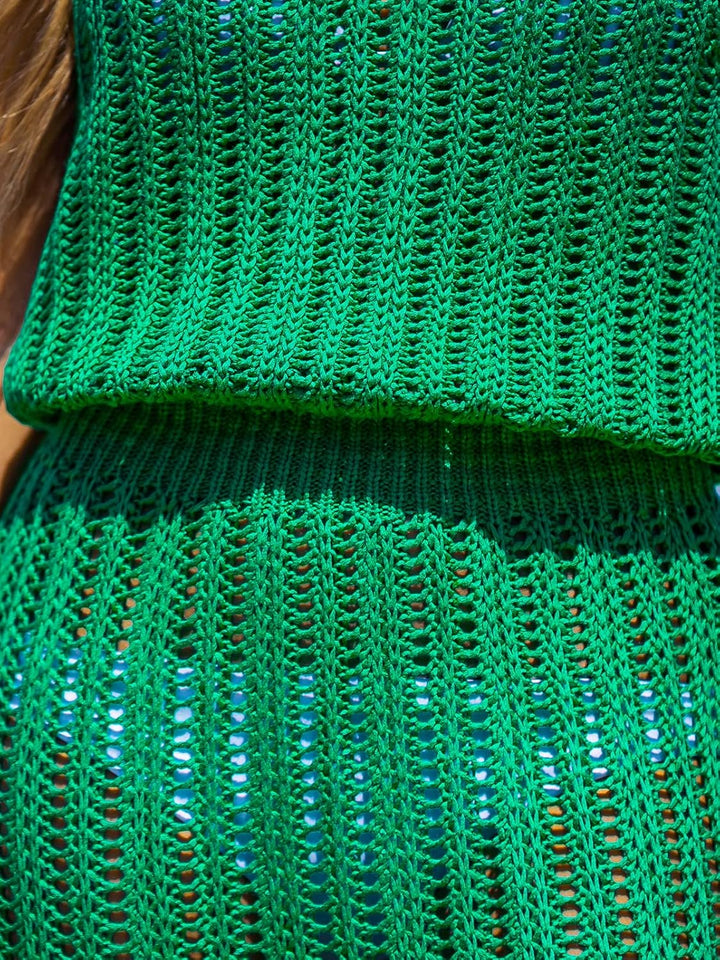 CUPSHE Damen Bikini Cover Up Crochet Häkel Mesh Strandkleid V-Ausschnitt Ärmellos Breite Träger Somm